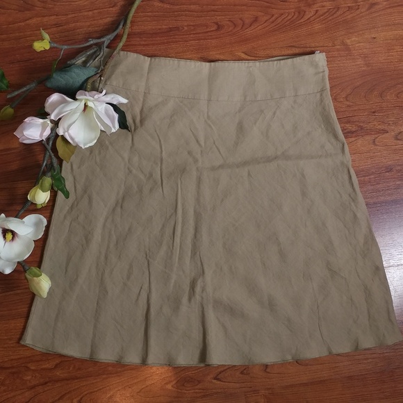 Benetton khaki linen skirt 12 14 new - Picture 2 of 2